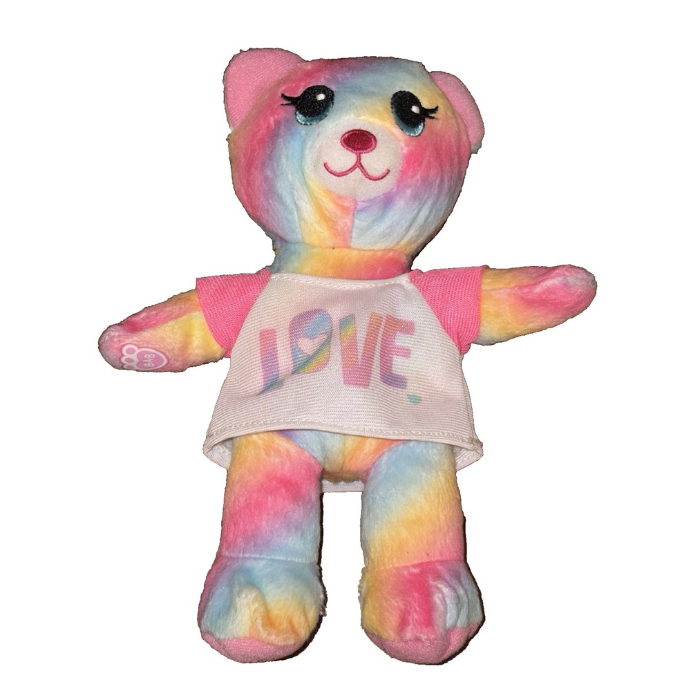 Build A Bear Workshop Small Fry Rainbow Tie-Dyed Bear Plush Toy 7"-8"
